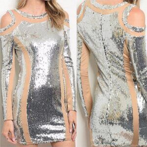 MINI SILVER SEQUIN MINI DRESS